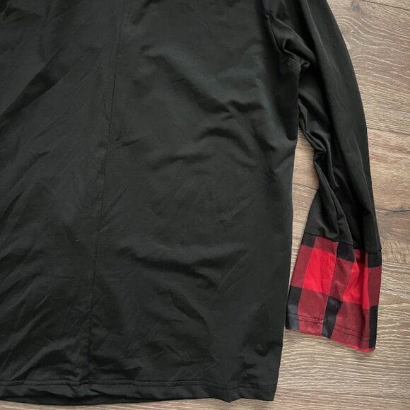 Emery Rose Black Red Plaid Collared Long Sleeve Layered Shirt Top Size XL - Picture 9 of 11